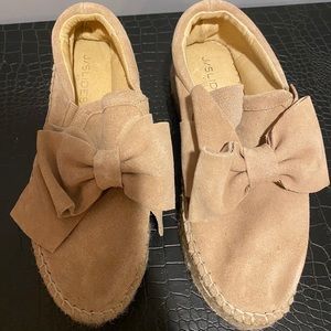 J slides suede slip ons
